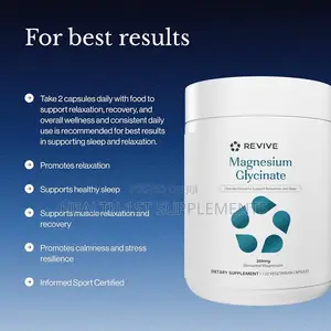 Revive, Magnesium Glycinate 200mg, (100mg Per Capsule) 120 Veg Caps