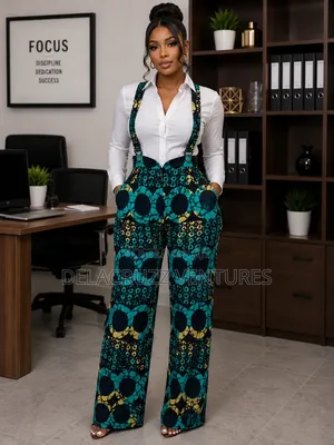 Ankara African Print Suspender Palazzo Trousers With Braces