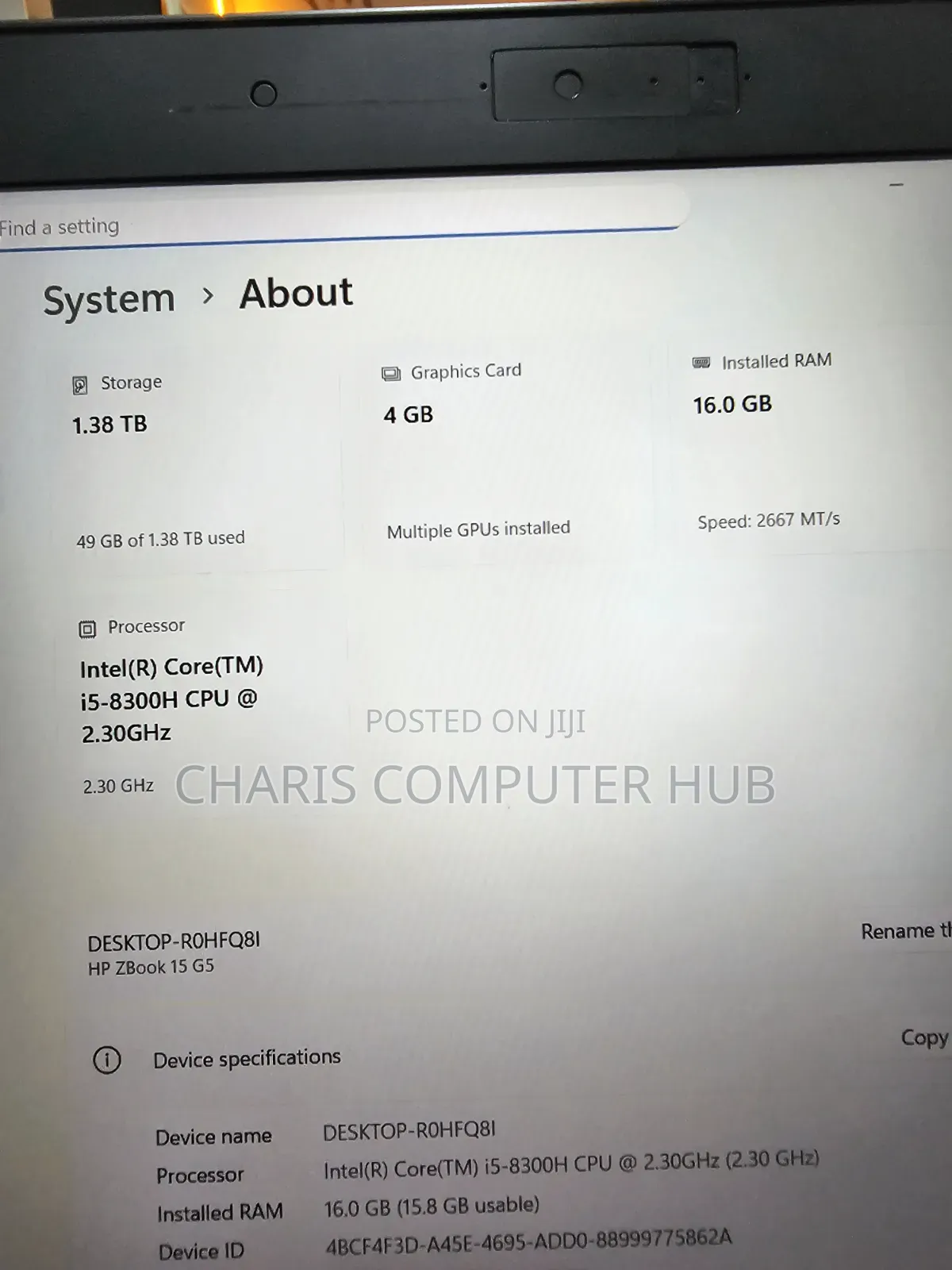Laptop HP ZBook 15 G5 16GB Intel Core i5 SSD 512GB