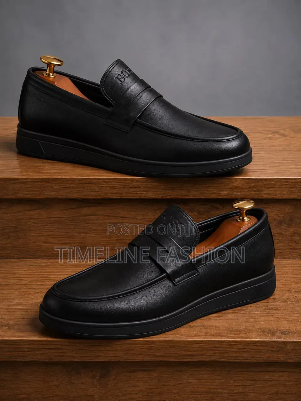 All Black Hugo Boss Executive Men's Leather Loafers
