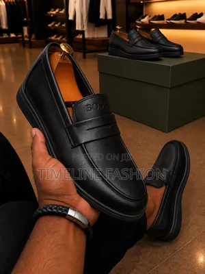 All Black Hugo Boss Executive Men's Leather Loafers