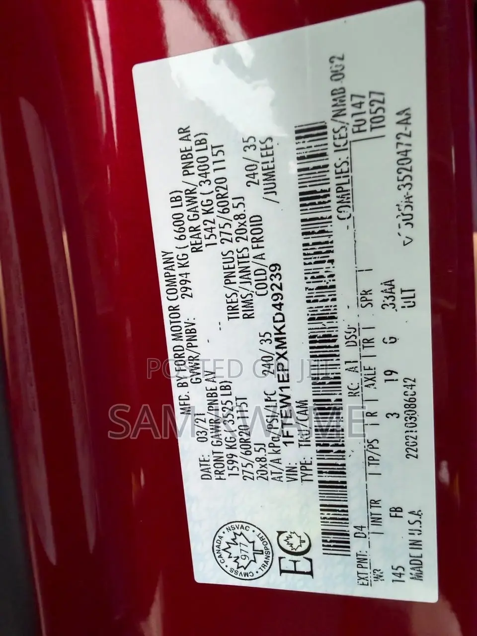 Ford F-150 2021 Red