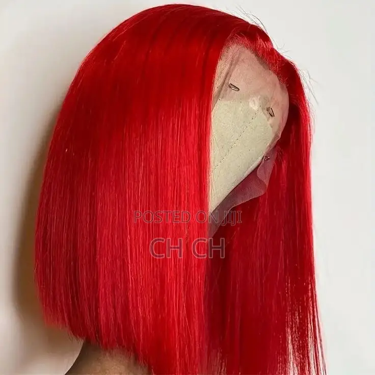 New Red Human Hair Bob Wig With a Kim K Closure