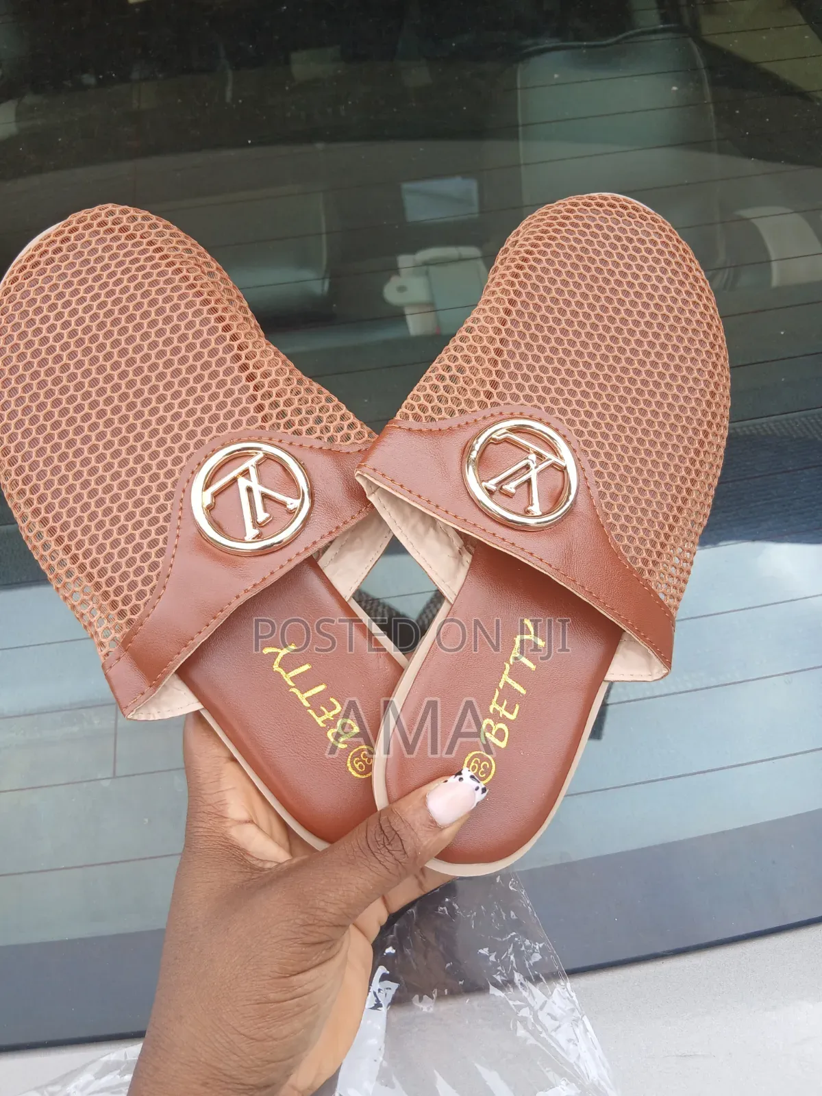 BBetty Mesh Flat Slide Slippers