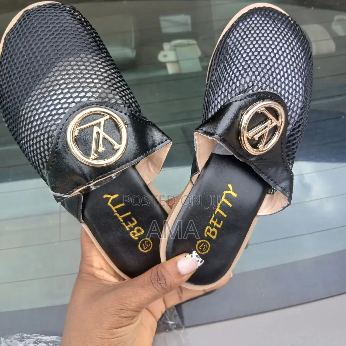 BBetty Mesh Flat Slide Slippers