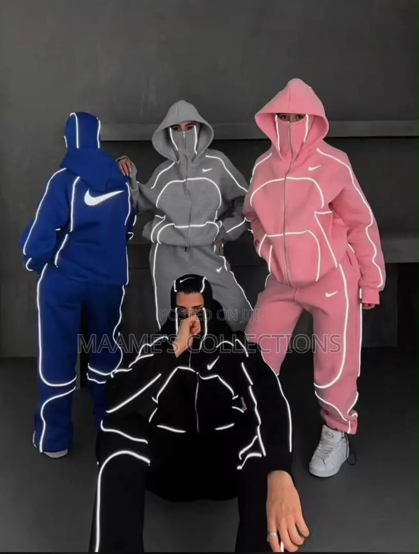 Nike X Corteiz Reflective Hoodie Tracksuit Top and Down Set. Unisex