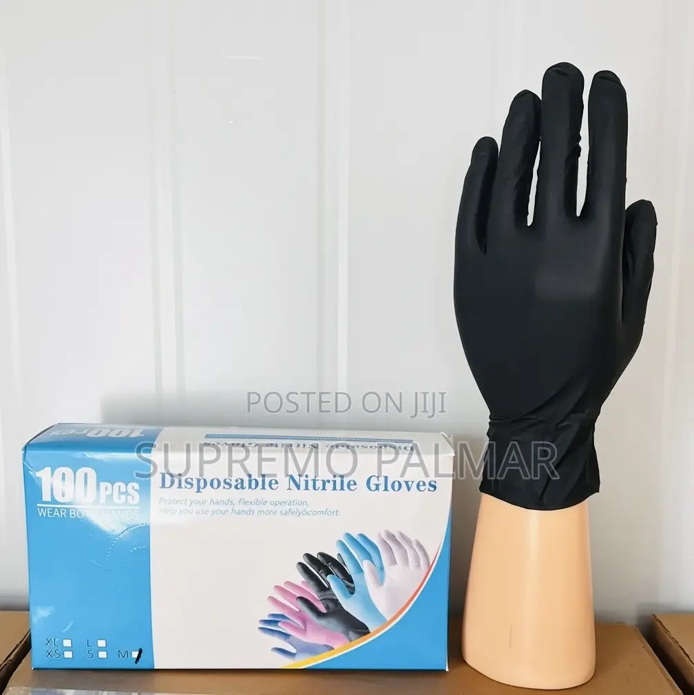 Black Nitrile Hand Gloves 100 Count - Single Use Protective Wear
