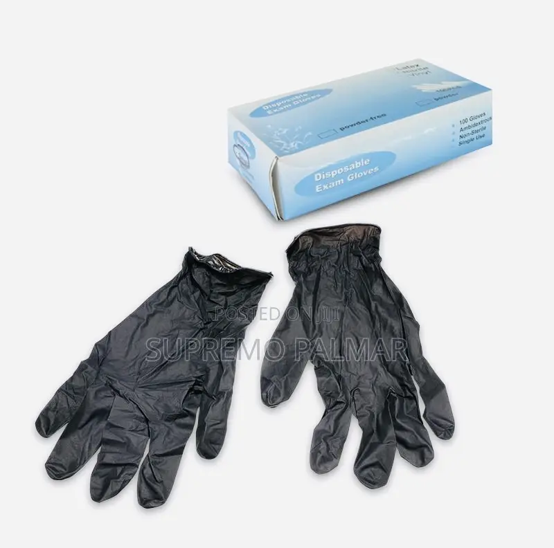 Black Nitrile Hand Gloves 100 Count - Single Use Protective Wear