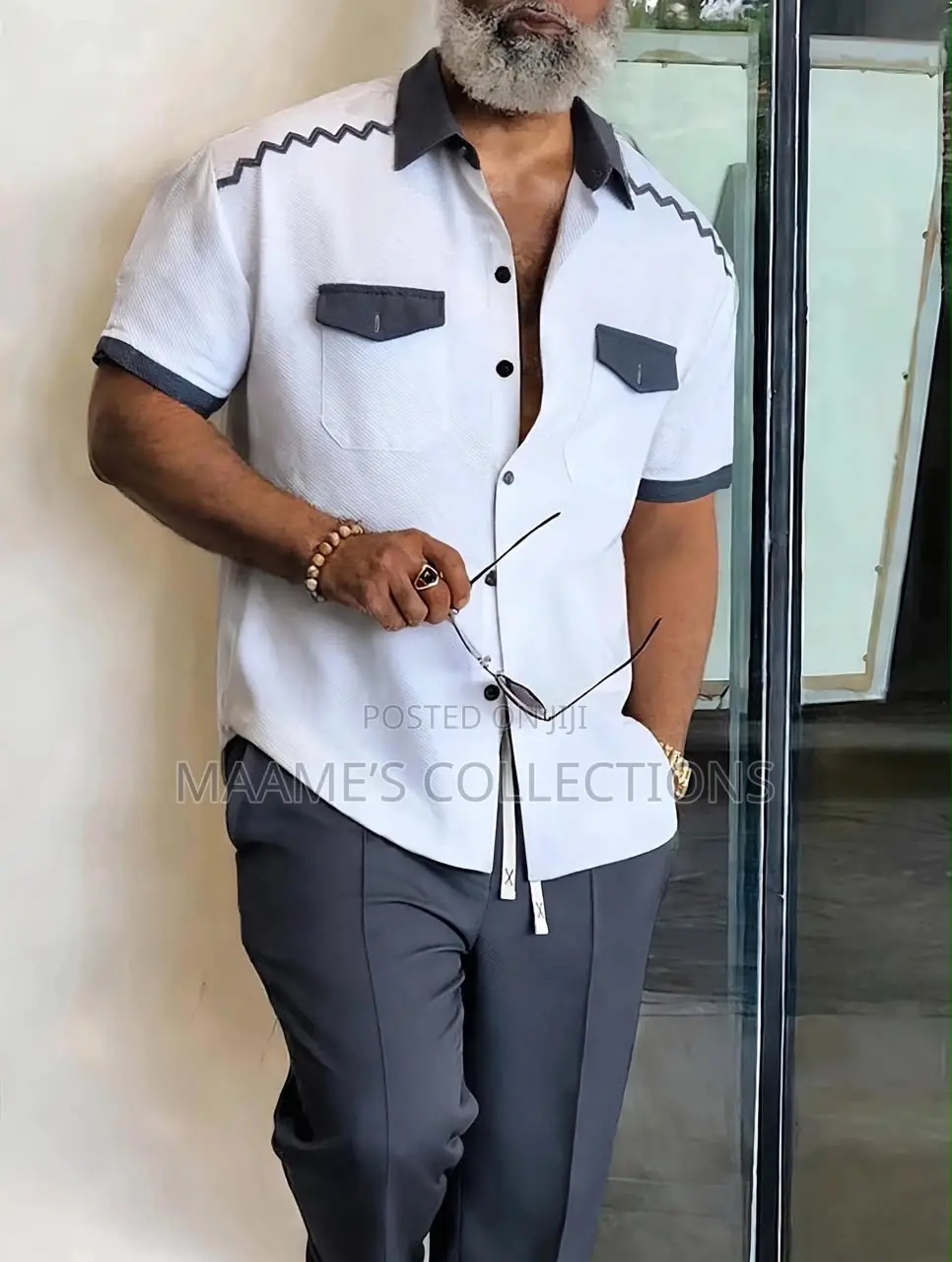 Men’s Stylish Long and Short Sleeve Top and Down 2-Piece Set