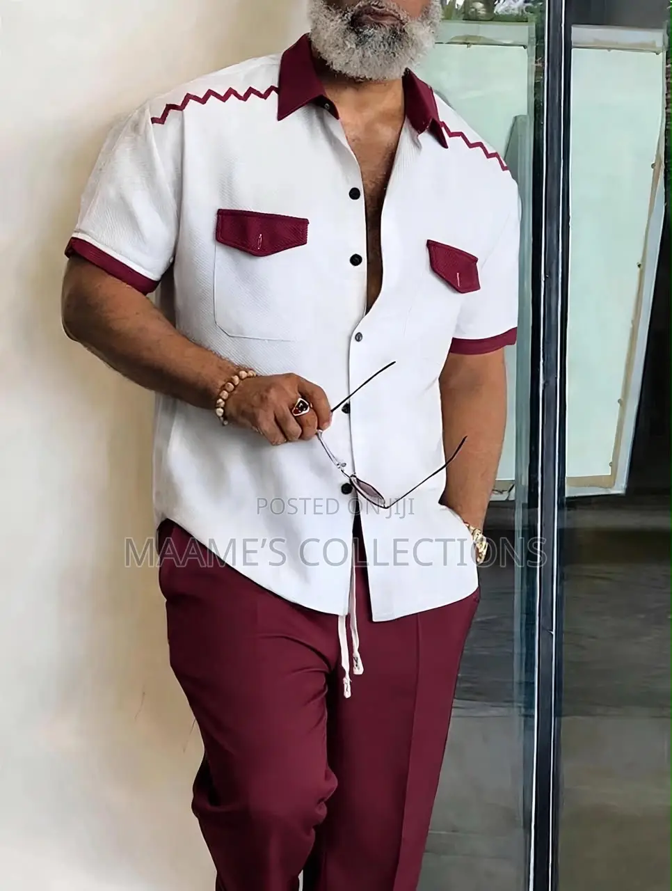Men’s Stylish Long and Short Sleeve Top and Down 2-Piece Set