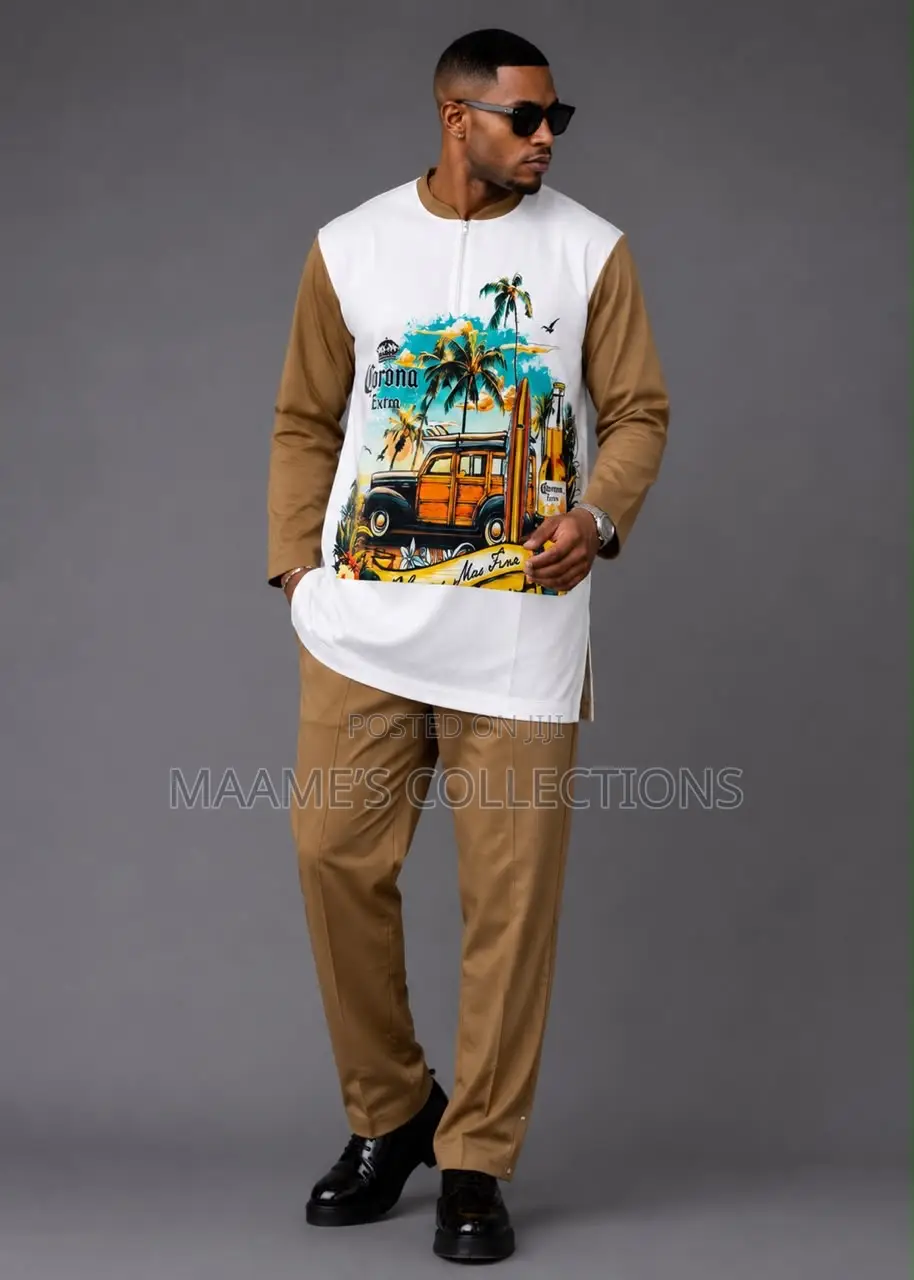 Men’s Stylish Long and Short Sleeve Top and Down 2-Piece Set