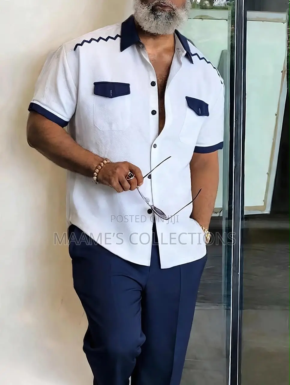 Men’s Stylish Long and Short Sleeve Top and Down 2-Piece Set