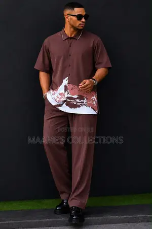 Men’s Stylish Long and Short Sleeve Top and Down 2-Piece Set