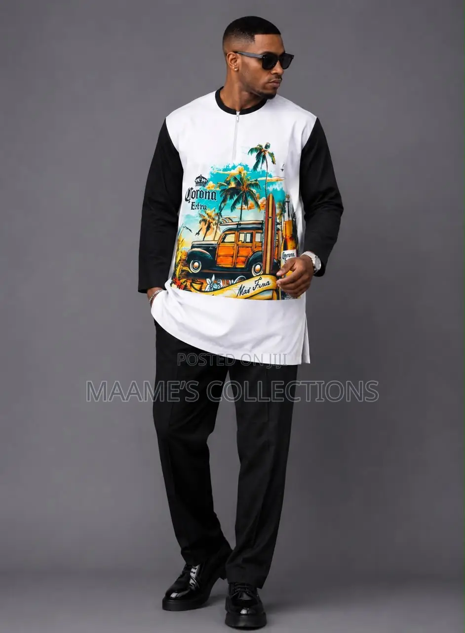 Men’s Stylish Long and Short Sleeve Top and Down 2-Piece Set