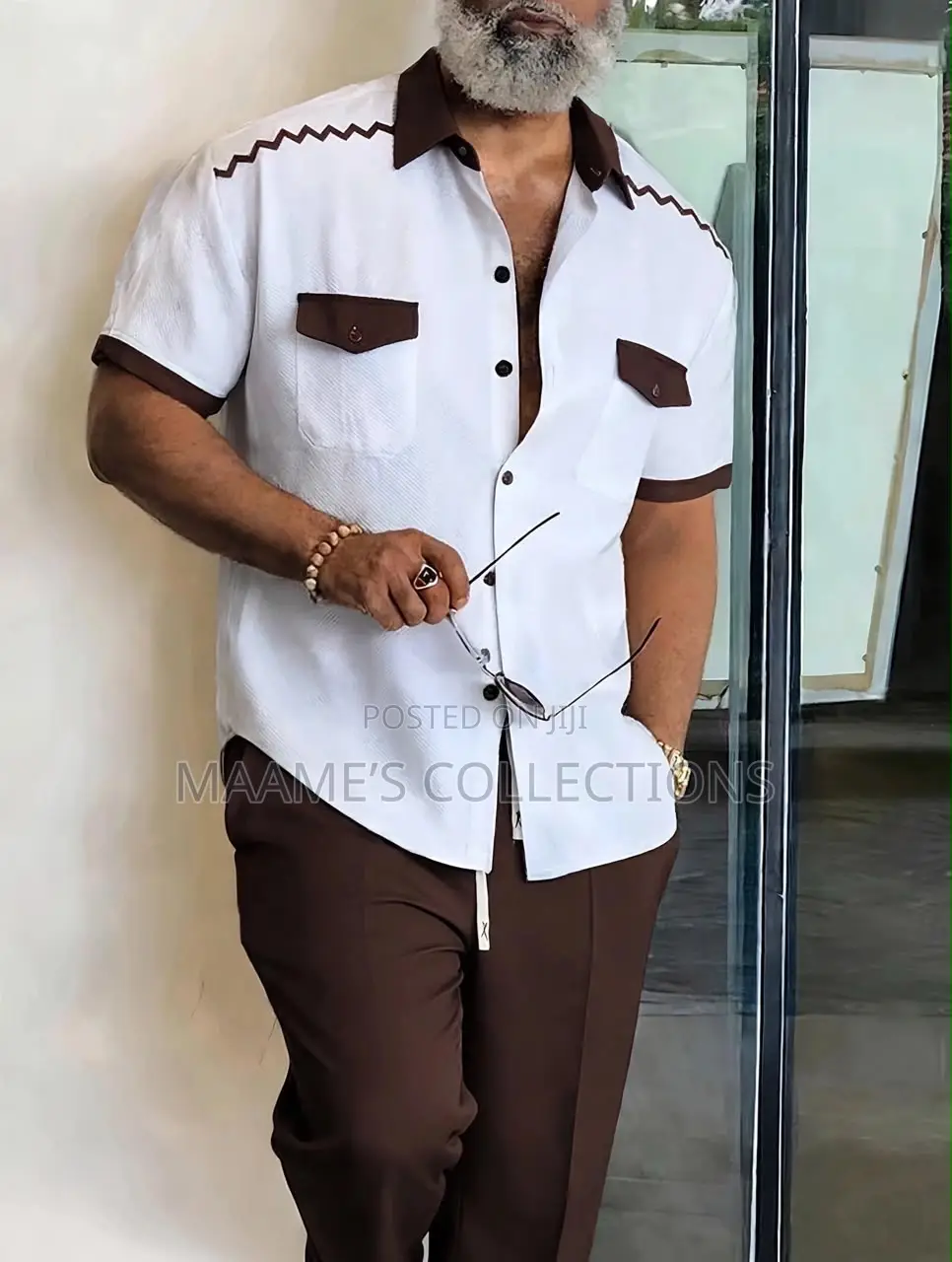 Men’s Stylish Long and Short Sleeve Top and Down 2-Piece Set