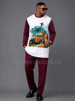 Men’s Stylish Long and Short Sleeve Top and Down 2-Piece Set
