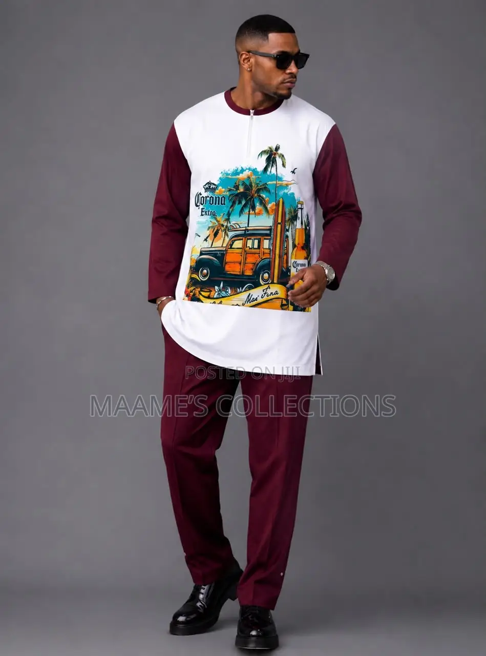 Men’s Stylish Long and Short Sleeve Top and Down 2-Piece Set