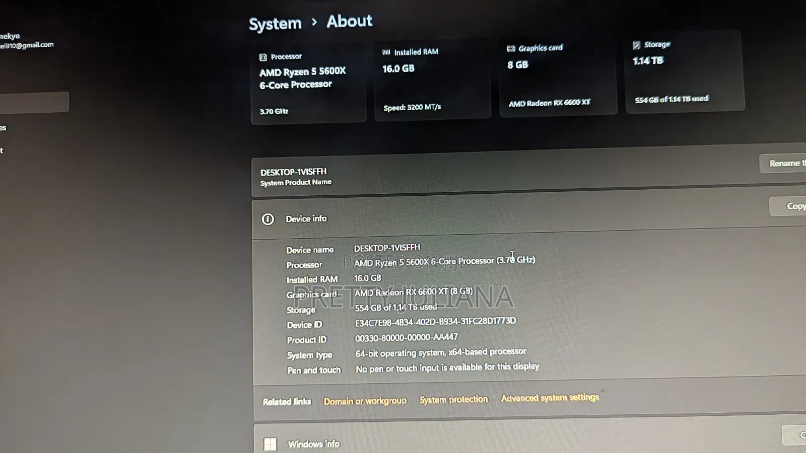 Desktop Computer Asus 16GB AMD Ryzen 5 HDD+SSD 1T