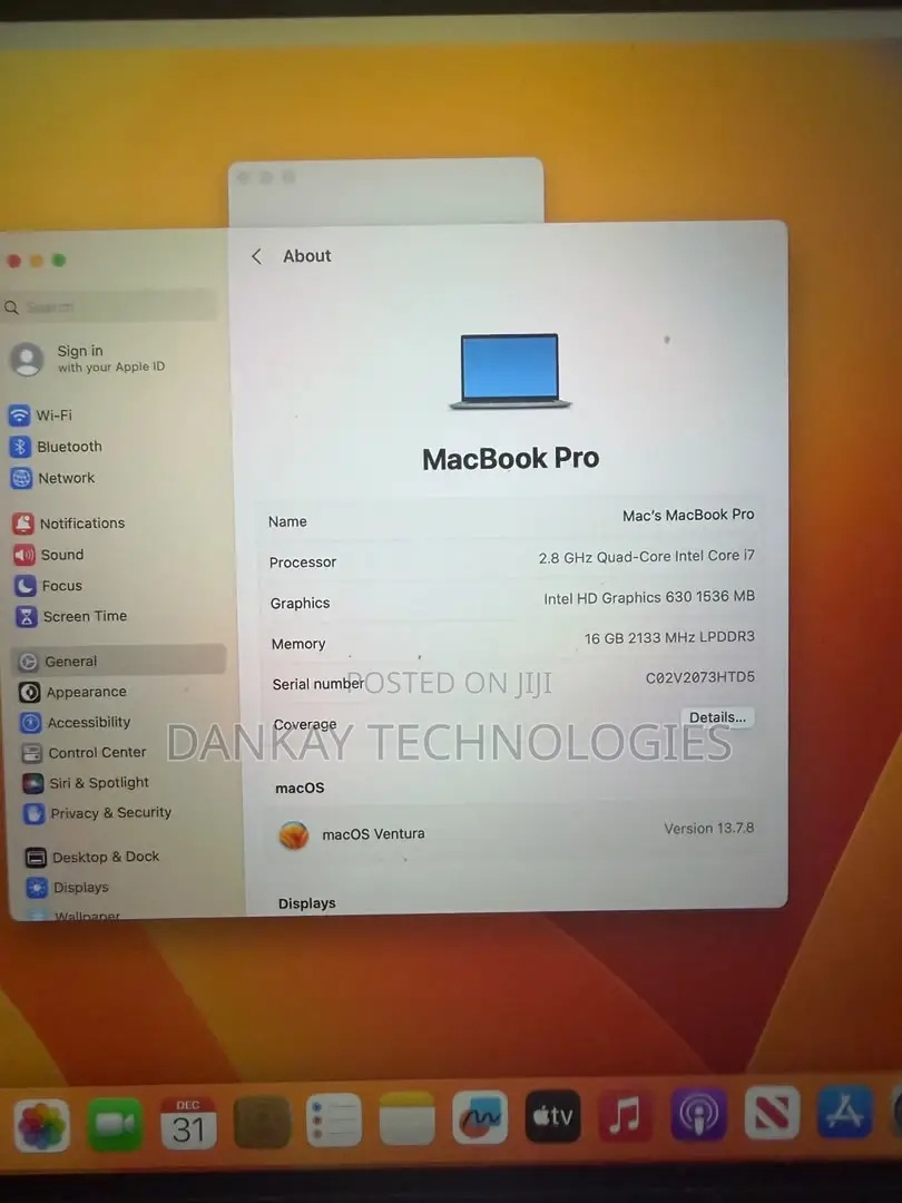 Laptop Apple MacBook Pro 2019 16GB Intel Core i7 SSD 500GB