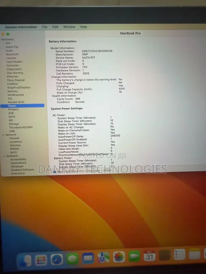 Laptop Apple MacBook Pro 2019 16GB Intel Core i7 SSD 500GB