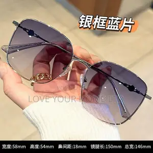 Luxury Rimless Polygon Blue Gradient Sunglasses for Women