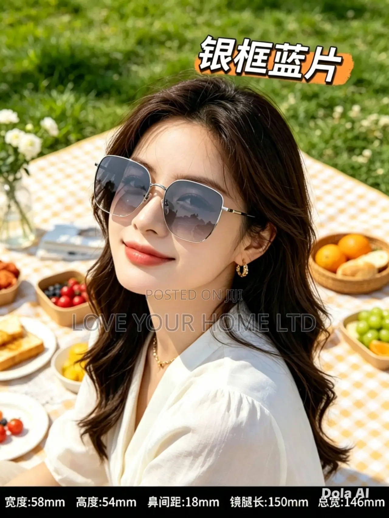 Luxury Rimless Polygon Blue Gradient Sunglasses for Women