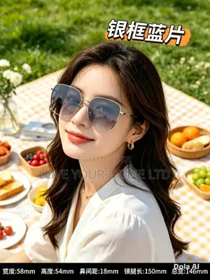 Luxury Rimless Polygon Blue Gradient Sunglasses for Women