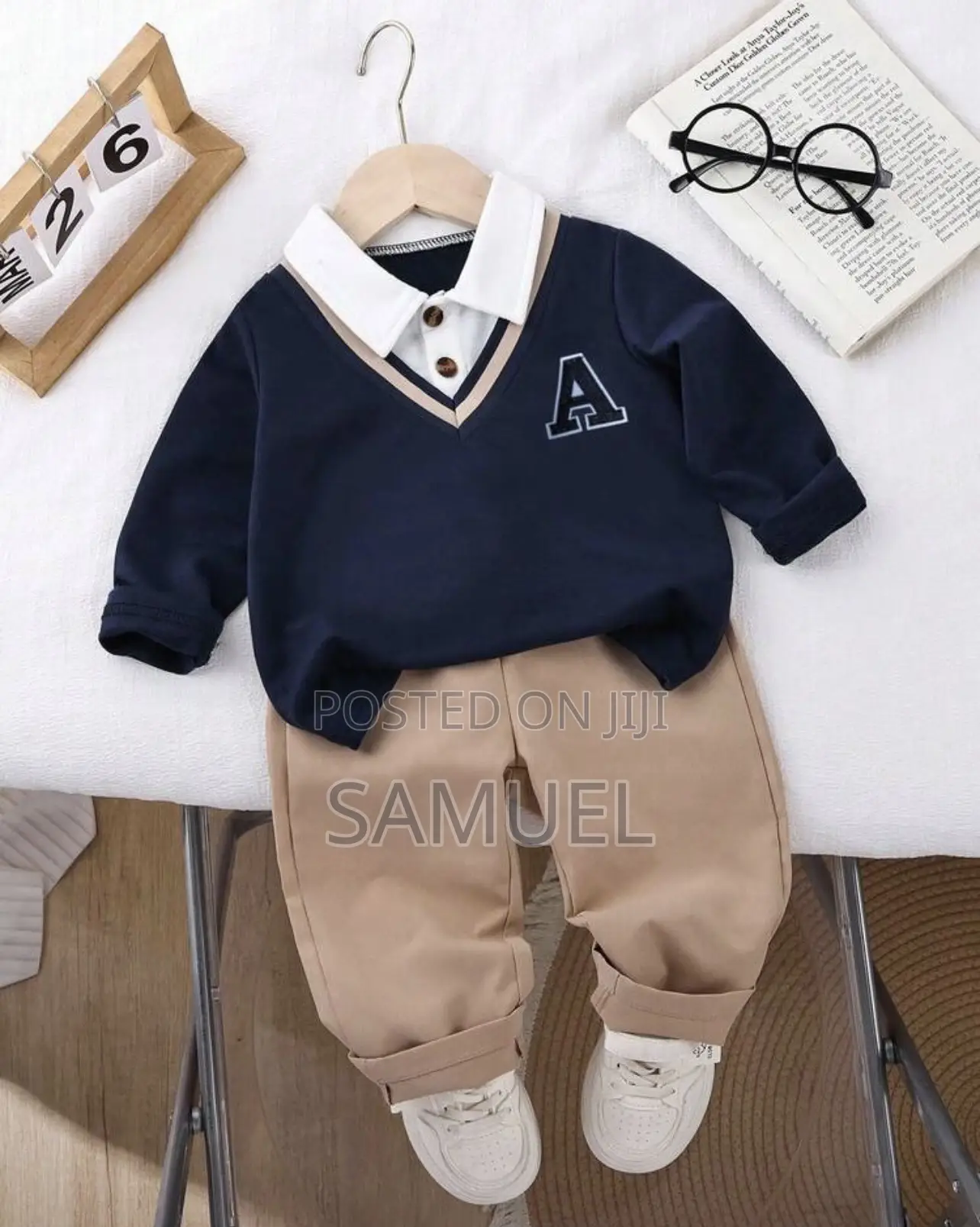 Children Knit Polyester Clothes Top and Down
