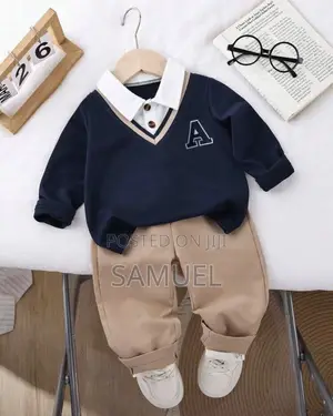 Children Knit Polyester Clothes Top and Down