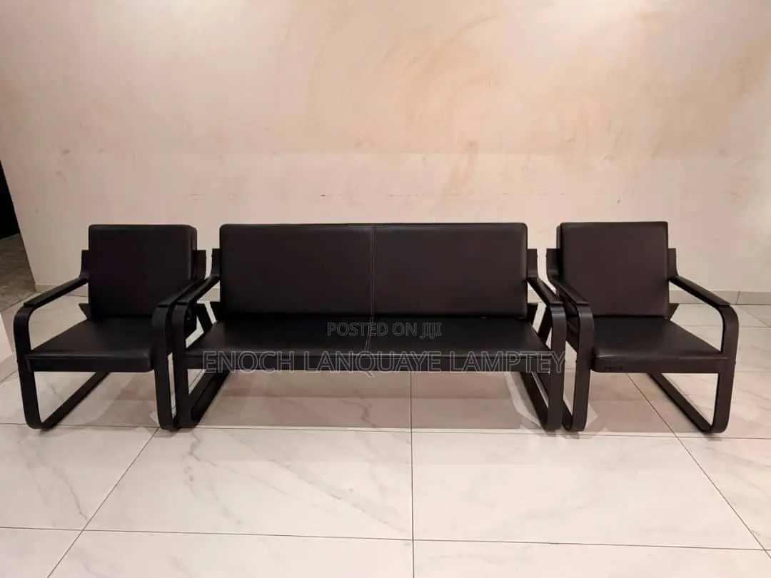 Black Leather Office/Waiting Chairs Set