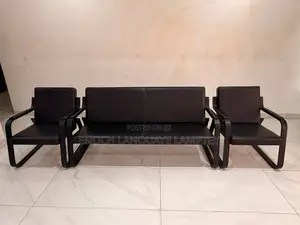 Black Leather Office/Waiting Chairs Set