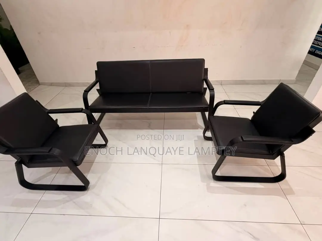 Black Leather Office/Waiting Chairs Set