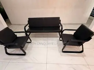 Black Leather Office/Waiting Chairs Set