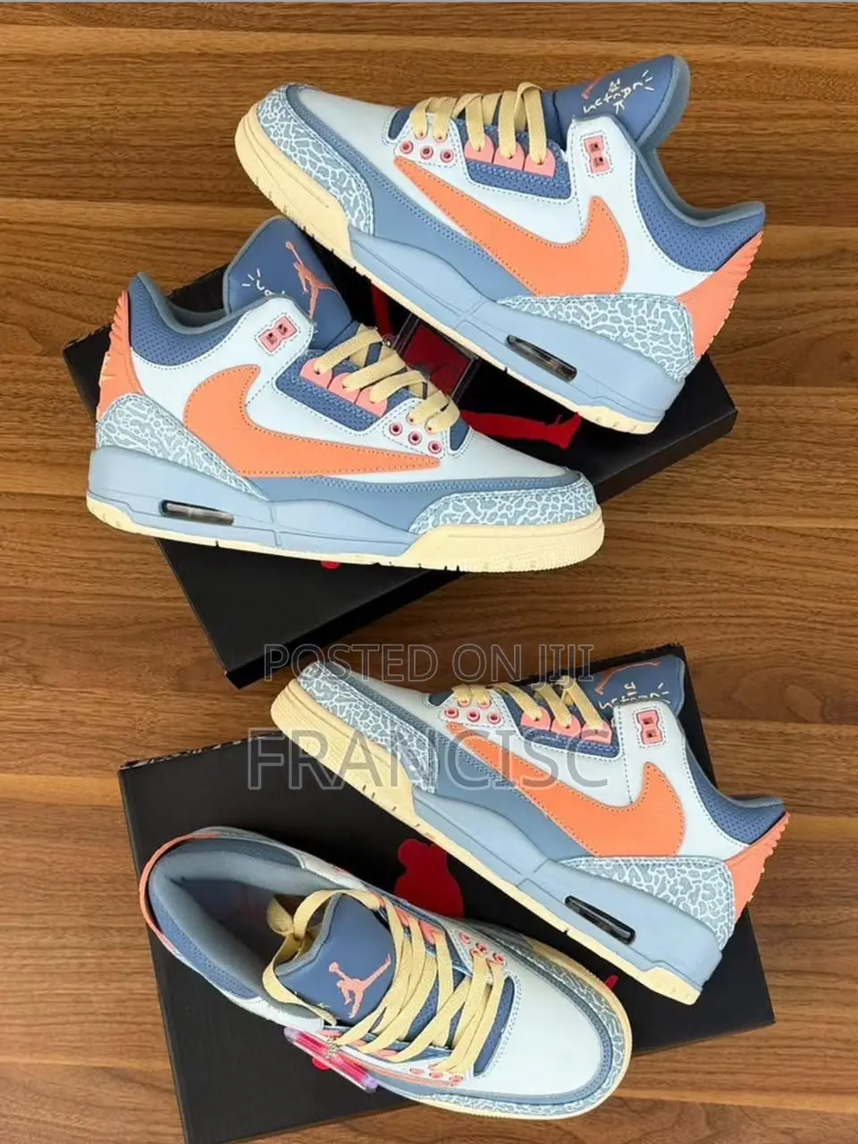 Air Jordan 3 Travis Scott Arctic Blue Orange Sneakers | Unisex