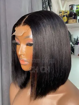 100% Black Human Hair Bob Wig With a 4by4 Closure