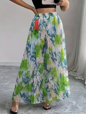 Boho Floral Pleated Maxi Skirt With Elastic High Waist