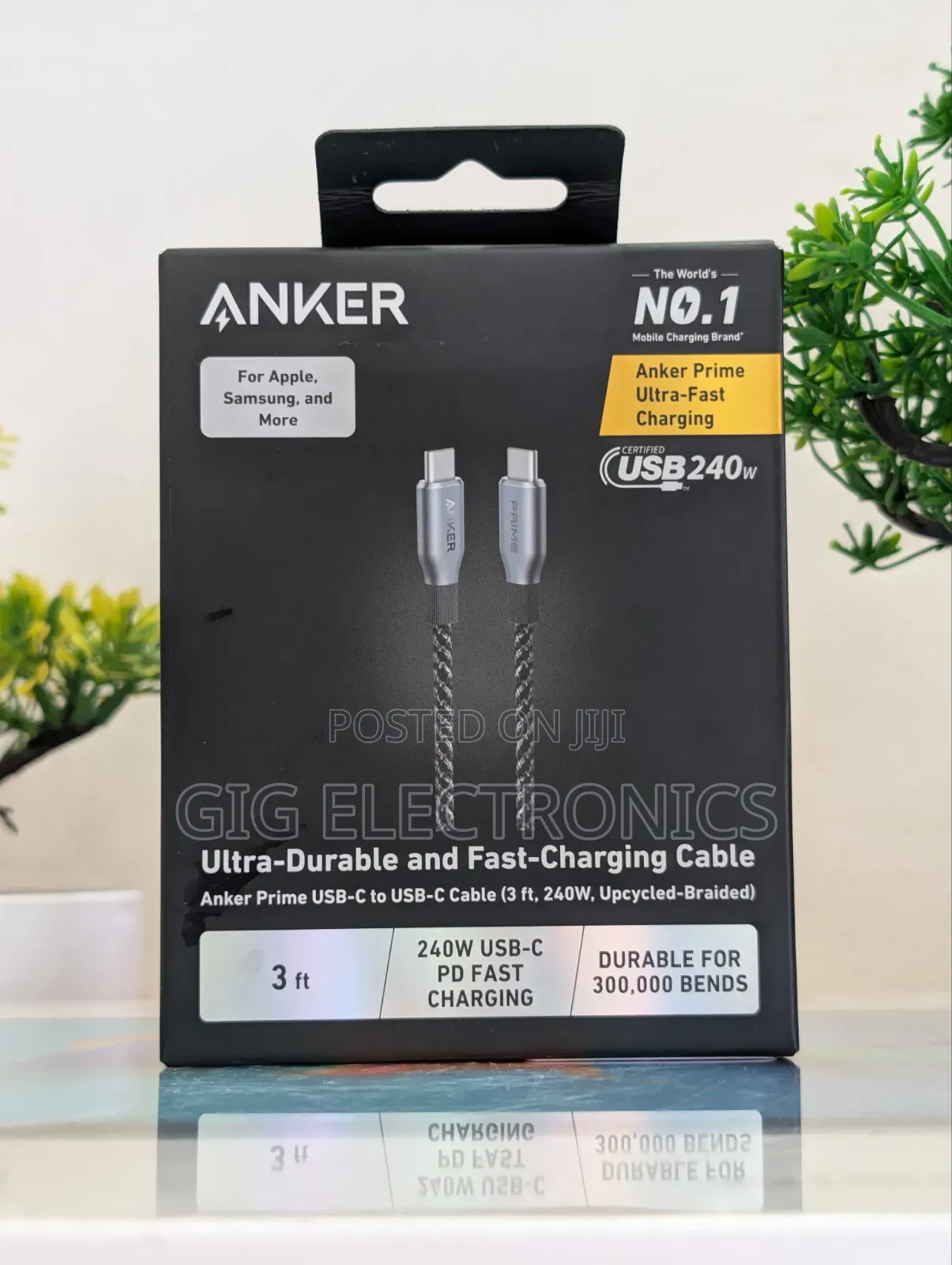 Anker Prime USB C to USB C Cable, 240W Fast Charging Cable (3 Ft)