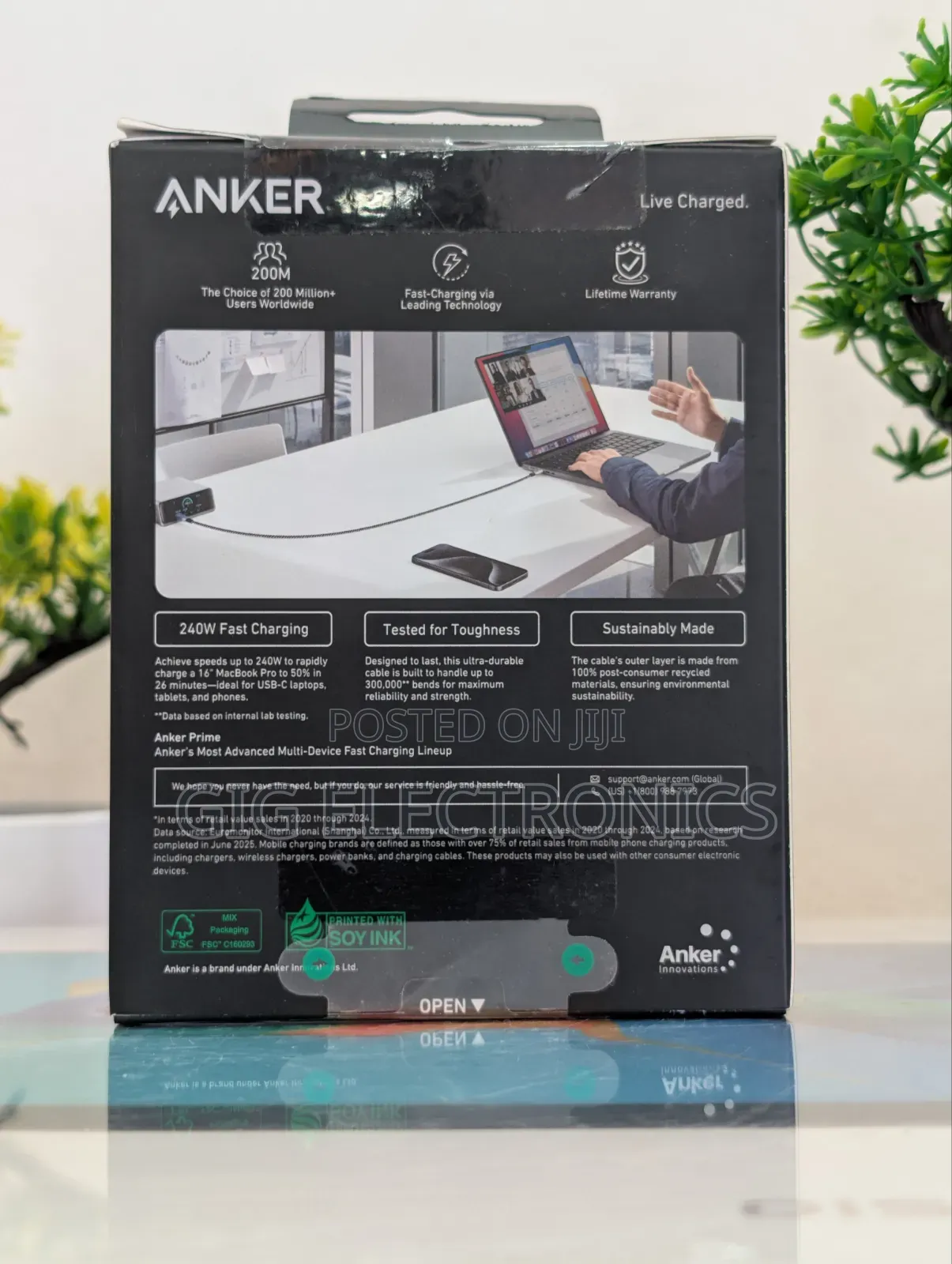Anker Prime USB C to USB C Cable, 240W Fast Charging Cable (3 Ft)