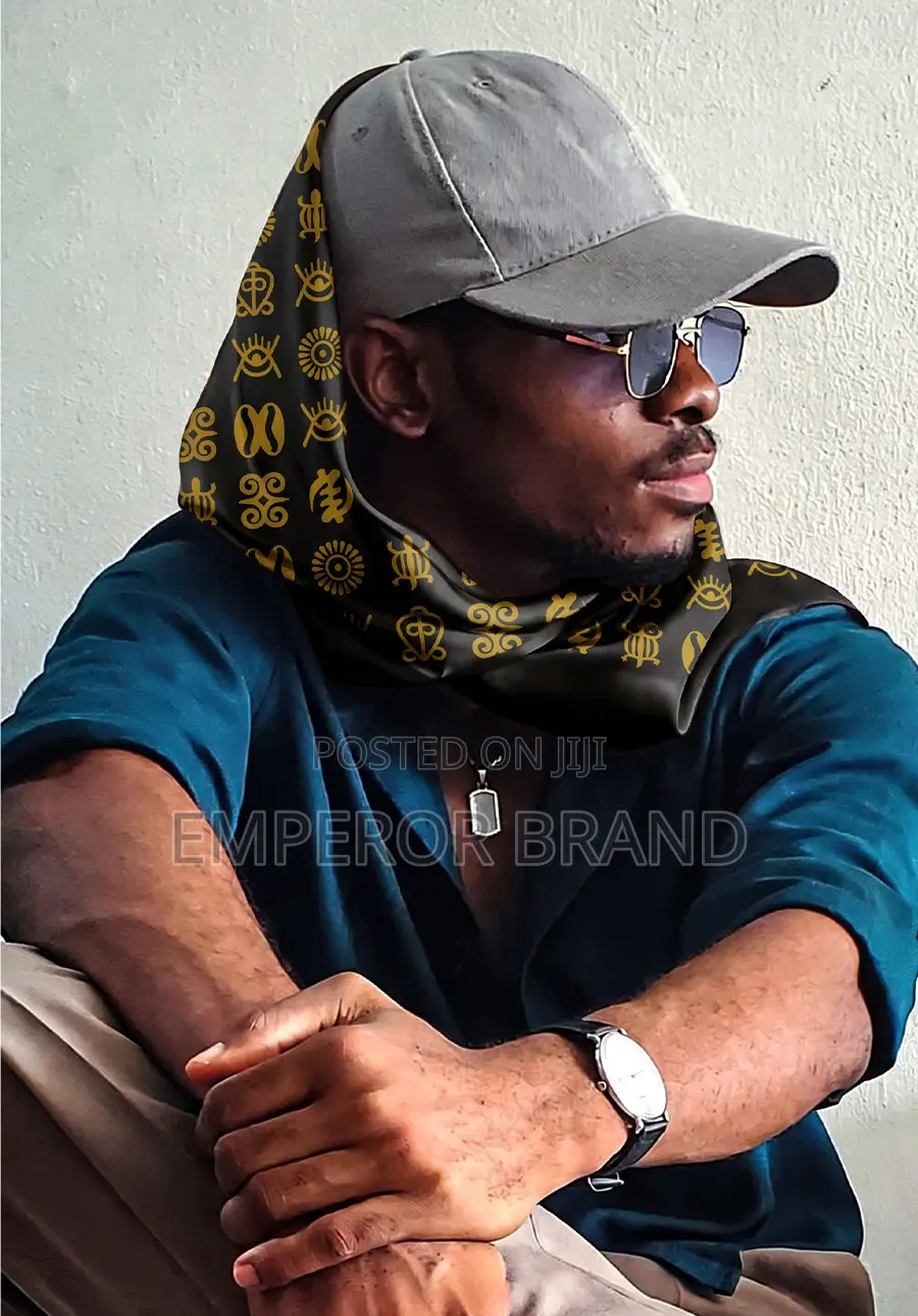 Black Gold Adinkra Scarf – Ghanaian African Heritage Scarf