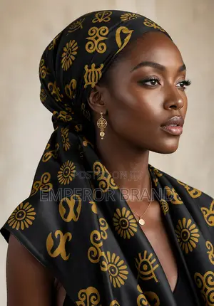 Black Gold Adinkra Scarf – Ghanaian African Heritage Scarf