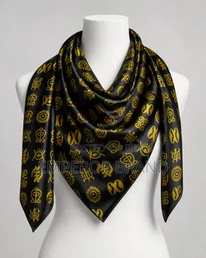 Black Gold Adinkra Scarf – Ghanaian African Heritage Scarf