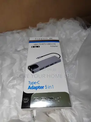 5-in-1 Type-C Hub Adapter — HDMI + Ethernet + USB 3.0 + PD Charging