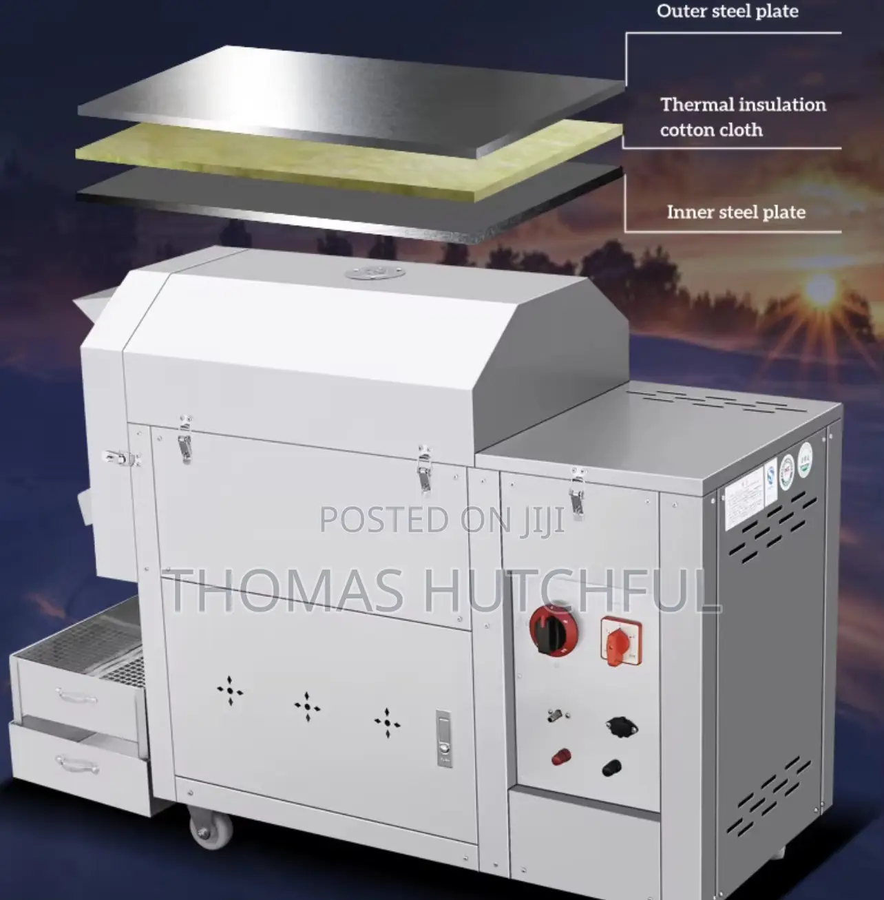Stainless Steel Grains and Nuts Roaster (50kg Capacity)