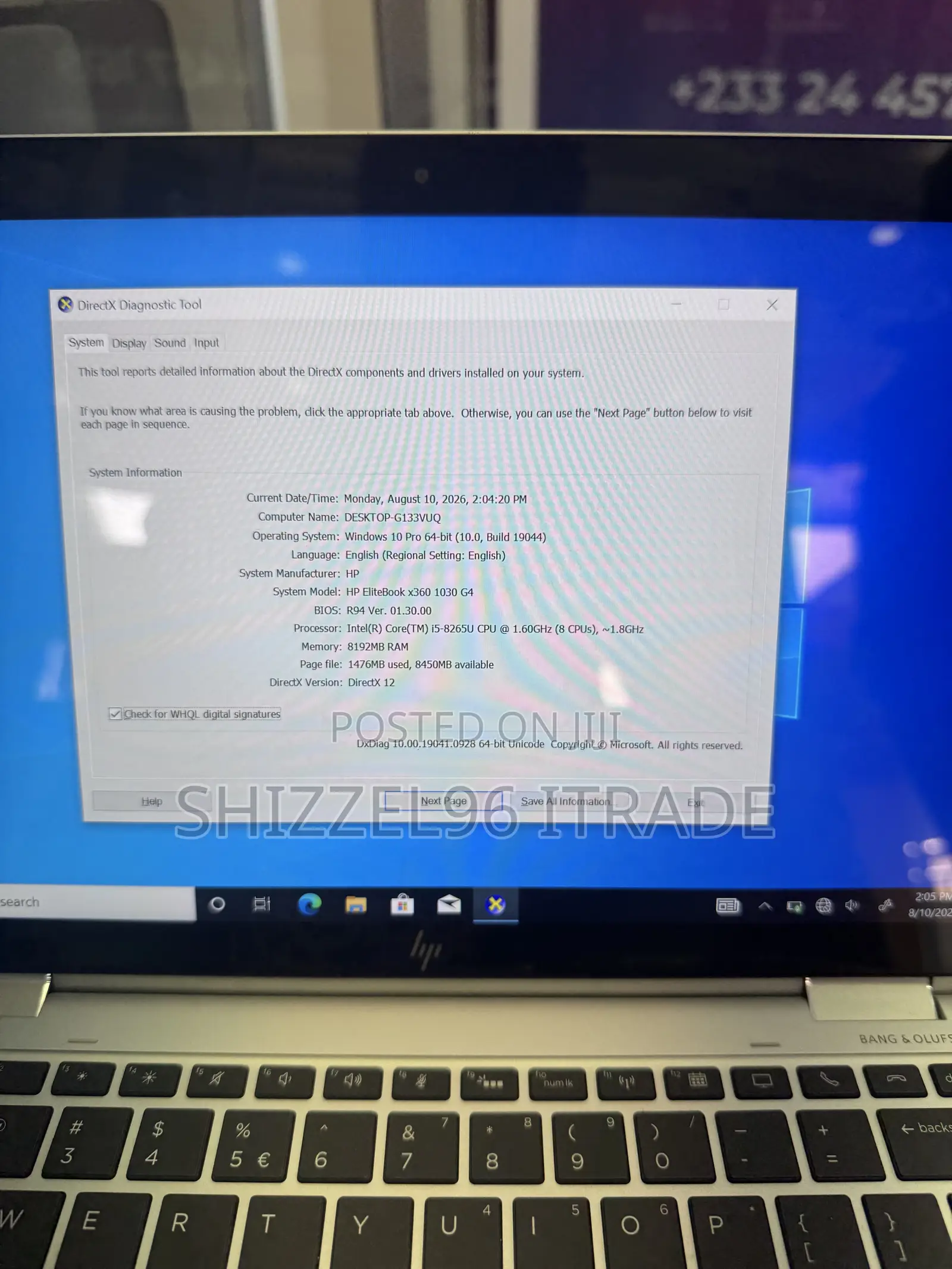 Laptop HP EliteBook x360 1030 G4 8GB Intel Core i5 SSD 256GB