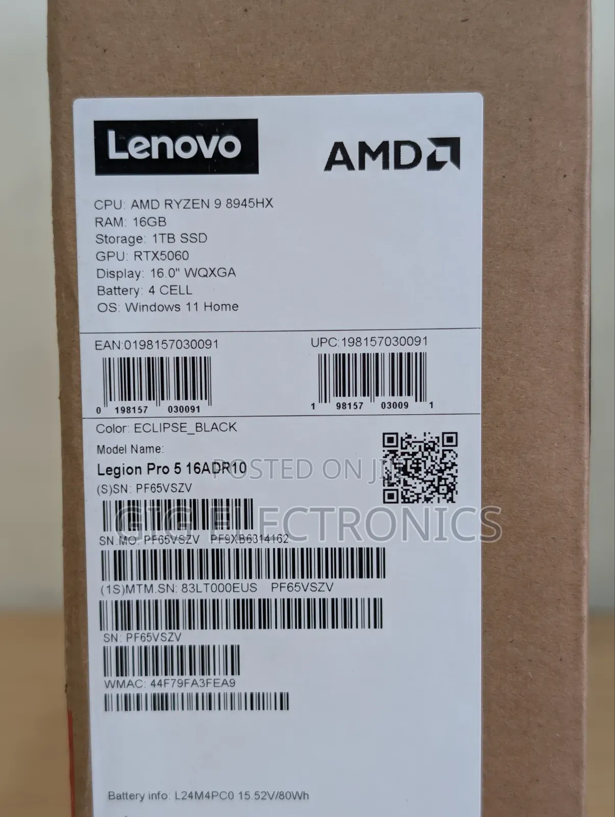 New Laptop Lenovo Legion 5 16GB AMD Ryzen 9 SSD 1T