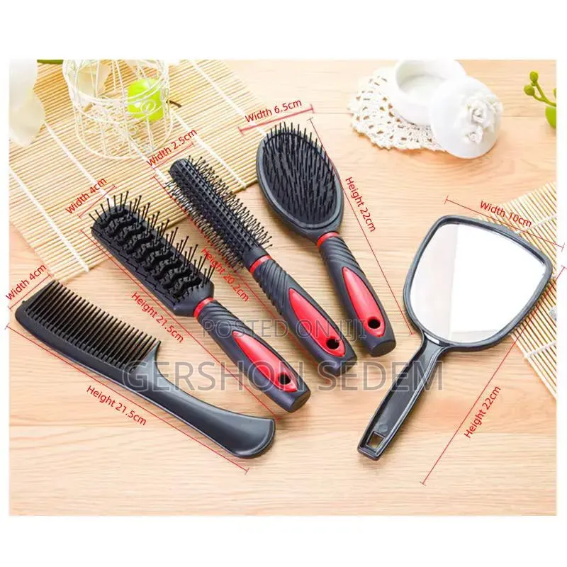 5-in-1 Hair Comb Brush Set With Mirror and Stand