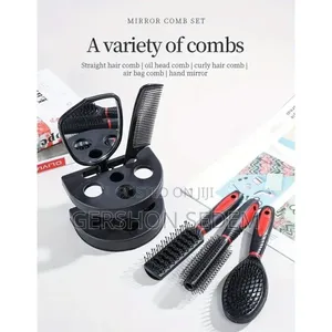 5-in-1 Hair Comb Brush Set With Mirror and Stand