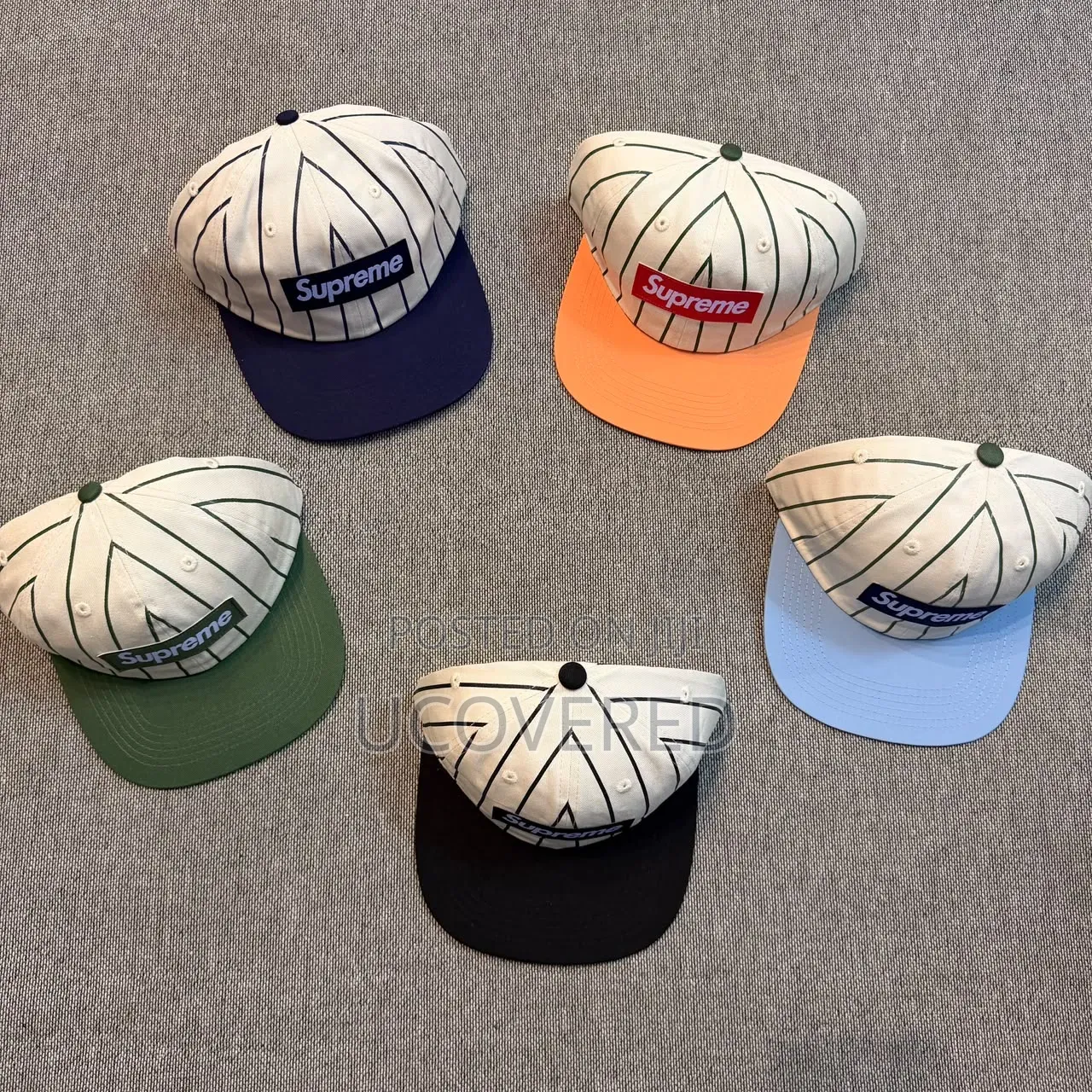 Supreme Text Stripe New Era Pinstripe Fitted Caps