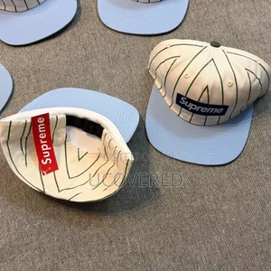 Supreme Text Stripe New Era Pinstripe Fitted Caps
