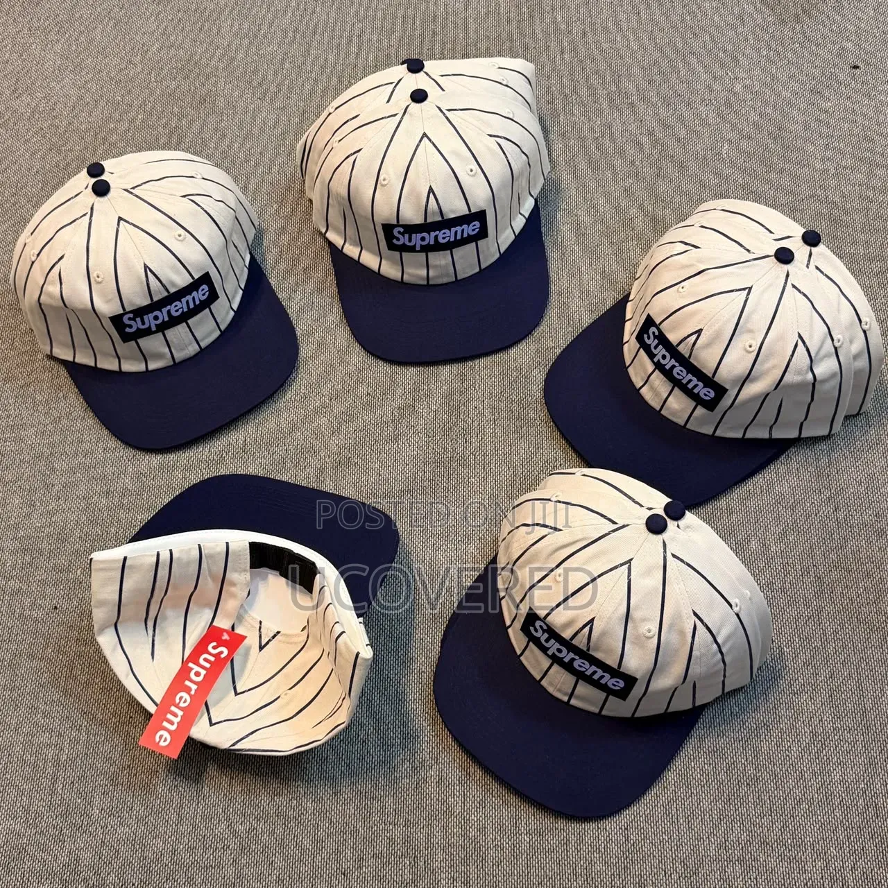 Supreme Text Stripe New Era Pinstripe Fitted Caps